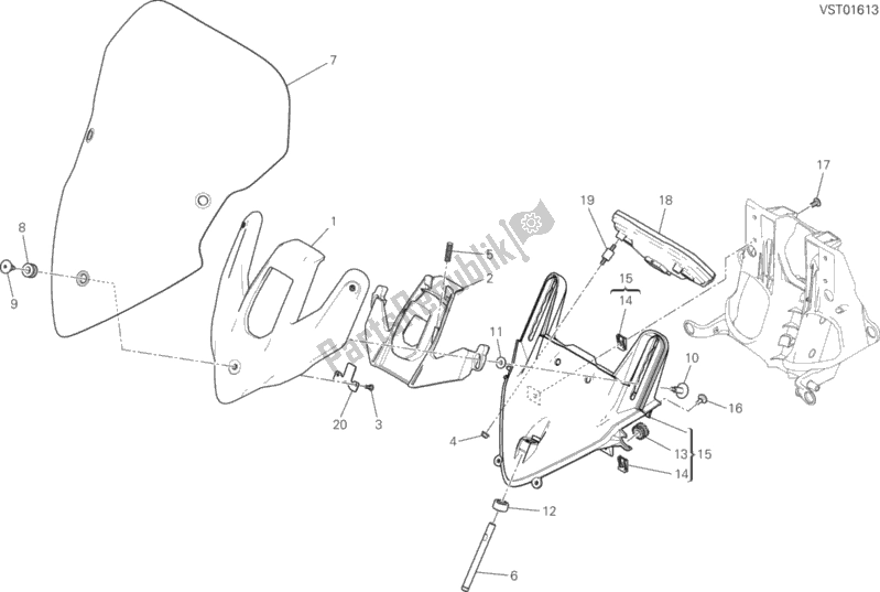 Alle onderdelen voor de Voorruit van de Ducati Multistrada 950 Brasil 2019